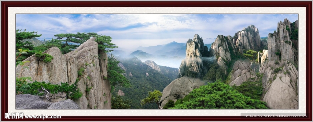 瀑布风景画 