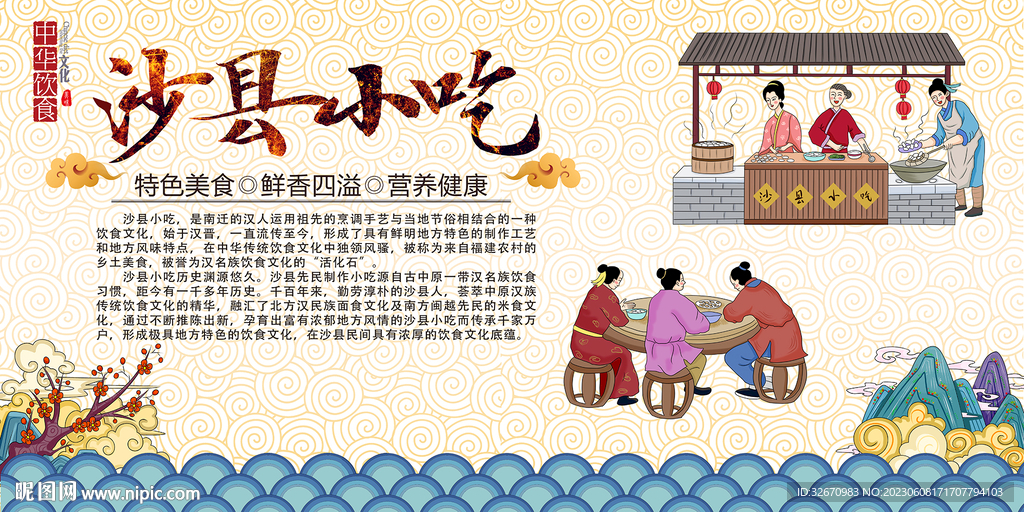 沙县小吃展板背景墙高清
