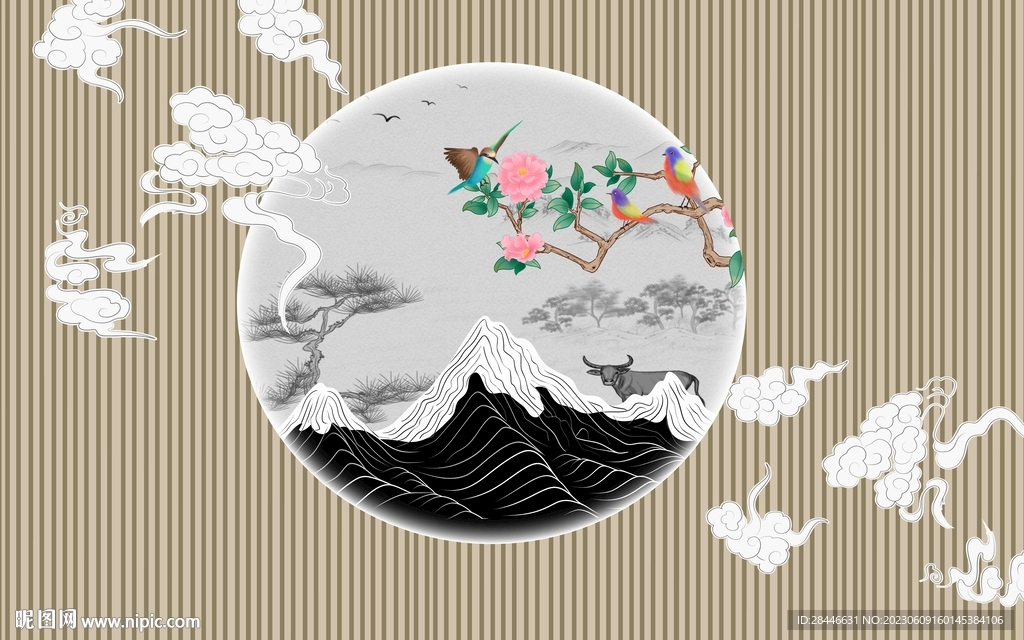 新中式背景墙 