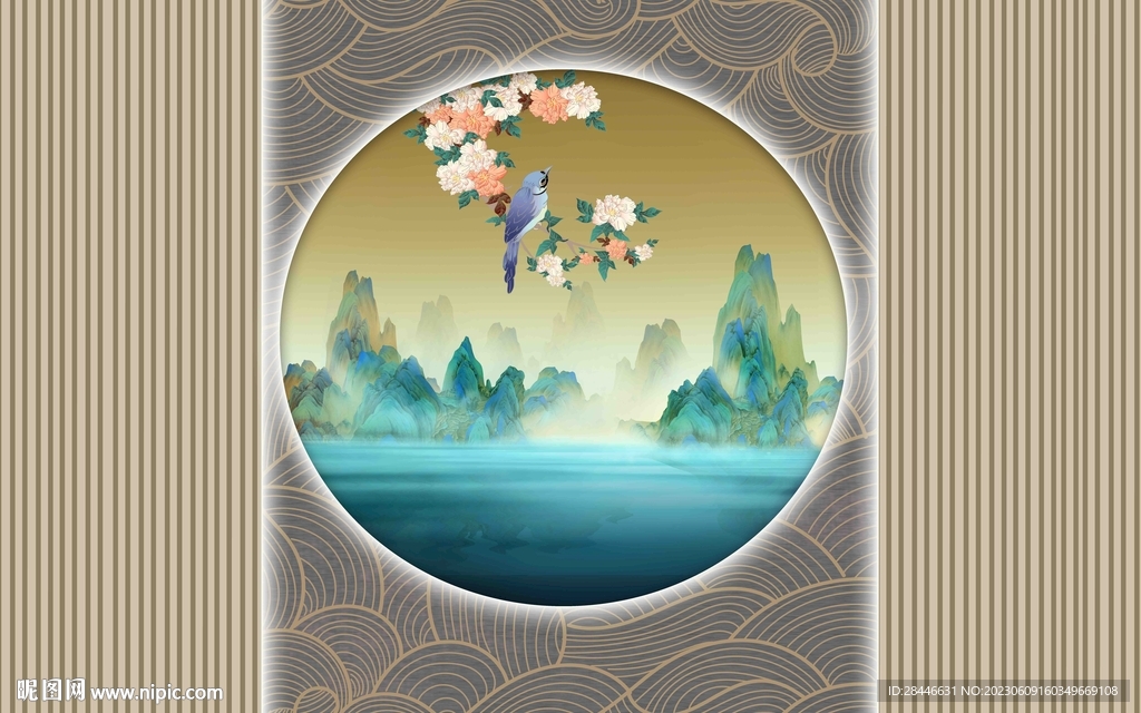新中式背景墙  