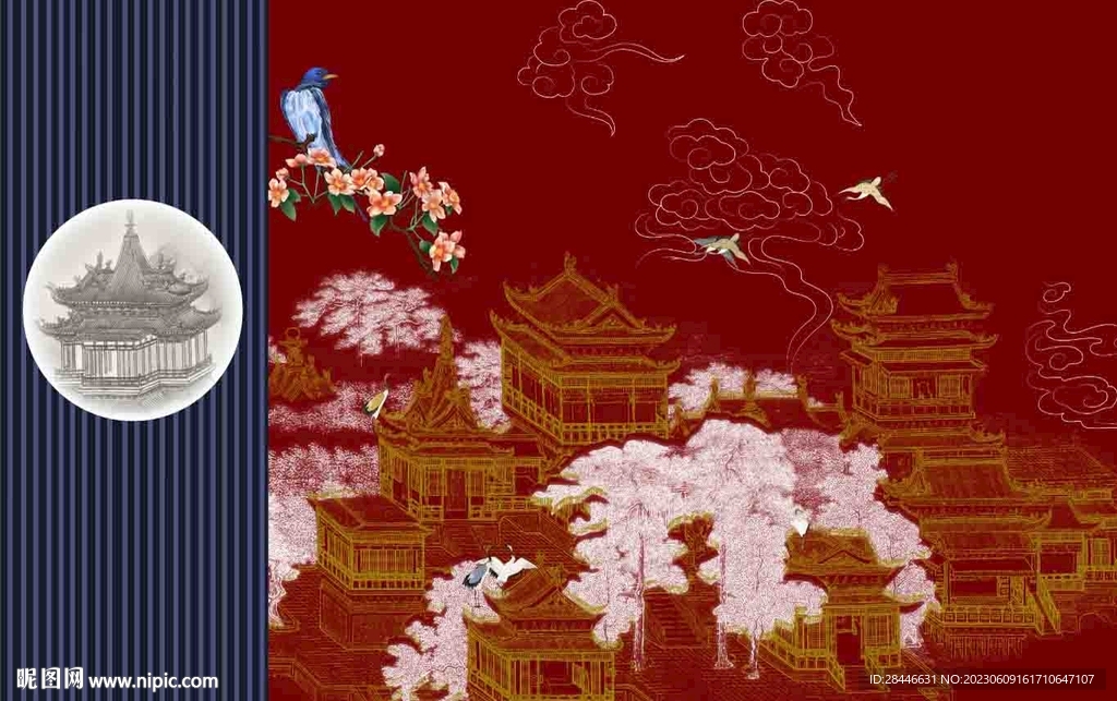 新中式背景墙 
