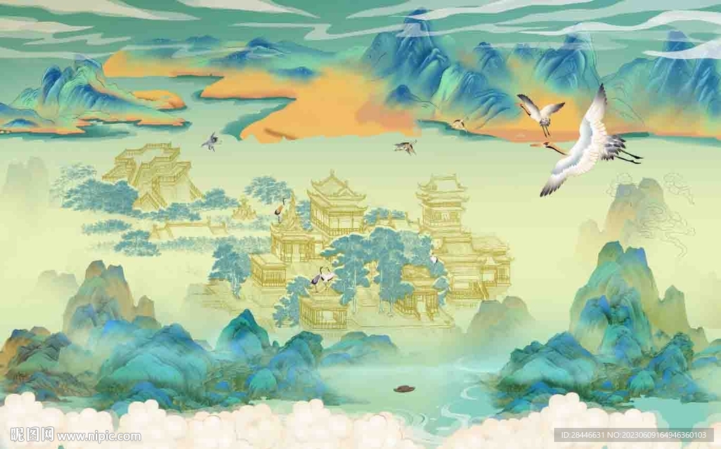 新中式背景墙 