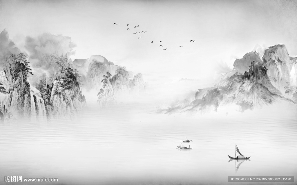 人气 现代中式山水 TIf分层