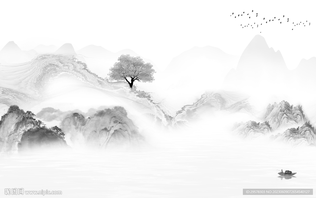 水墨 新传灰色山水 TIf分层