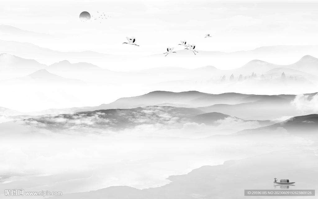 最新 灰色别墅山水 TIf分层