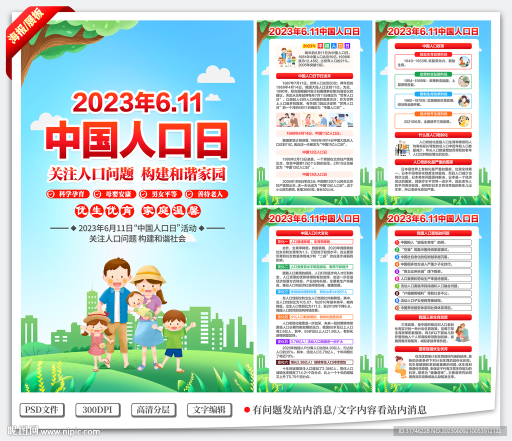 中国人口日海报展板