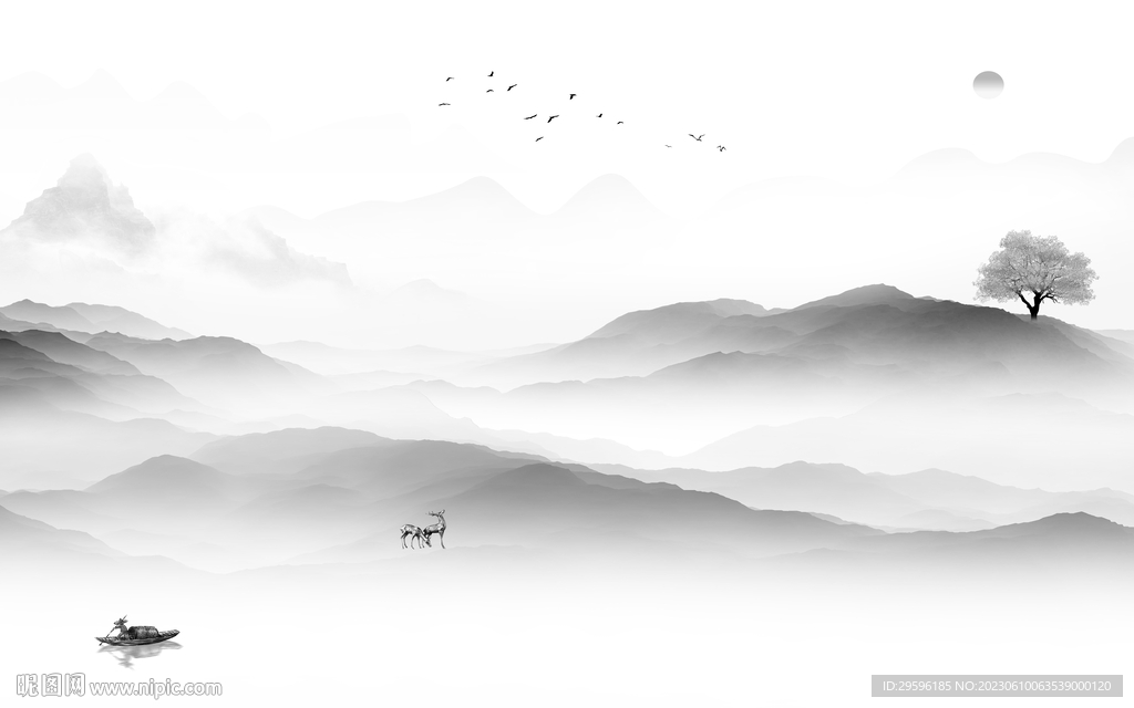 别墅 中式高端山水 tIf分层