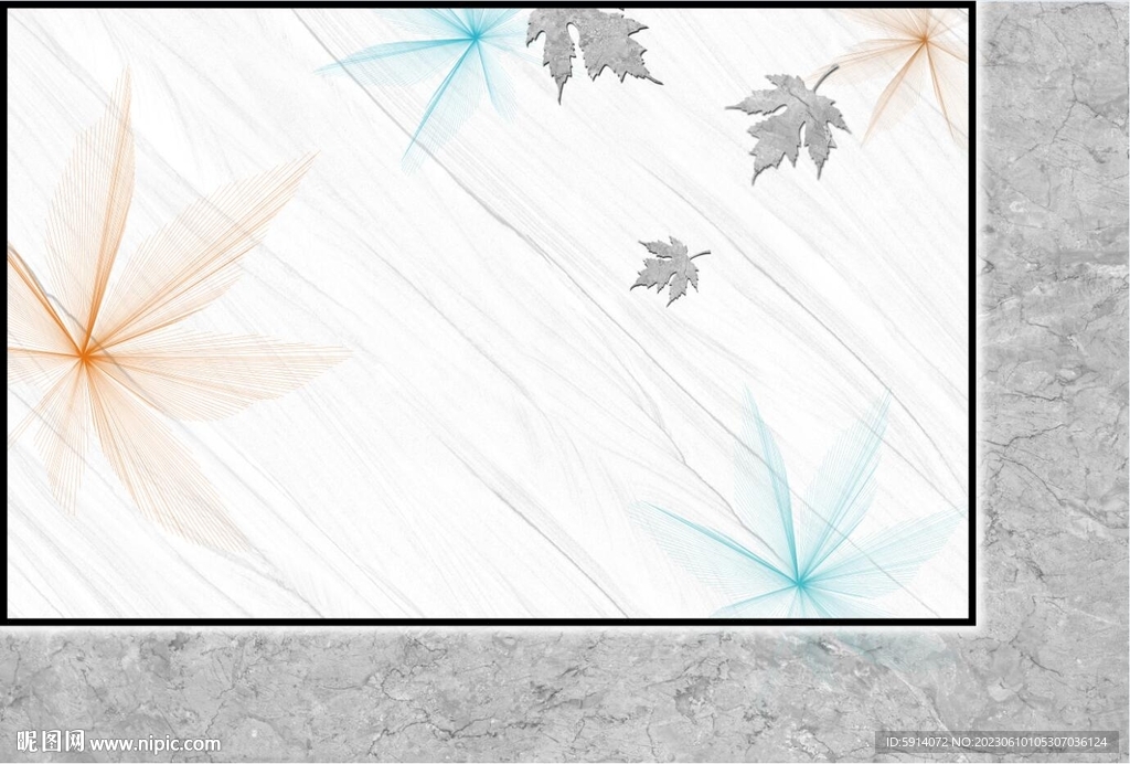 枫叶 灰白根大理石背景墙