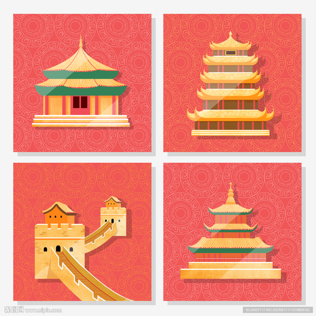 中国传统卡通建筑元素