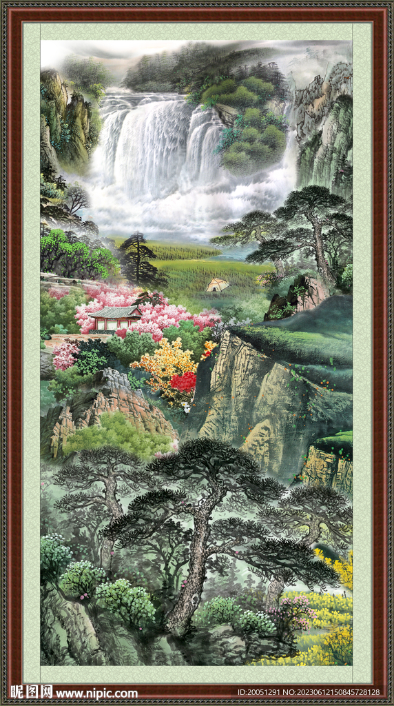 竖幅山水画 