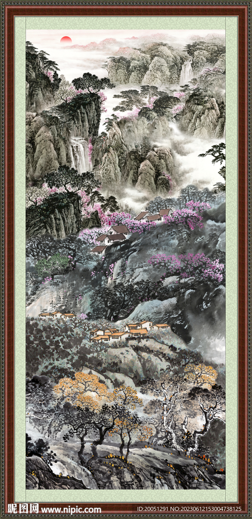 竖幅山水画 
