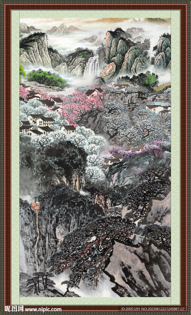 竖幅山水画 