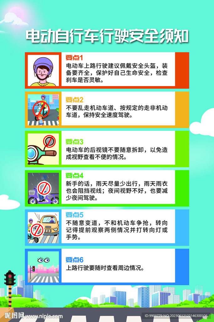 电动自行车行驶安全须知海报