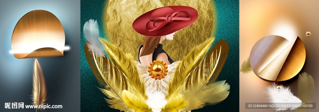现代美女几何装饰画