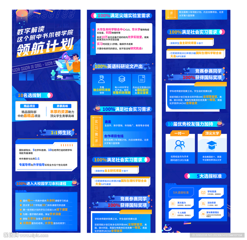 暑假班学生研学计划H5长图