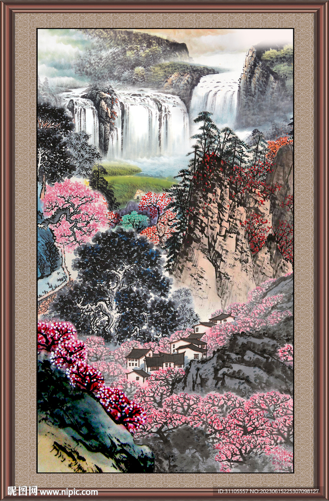 竖幅山水画 