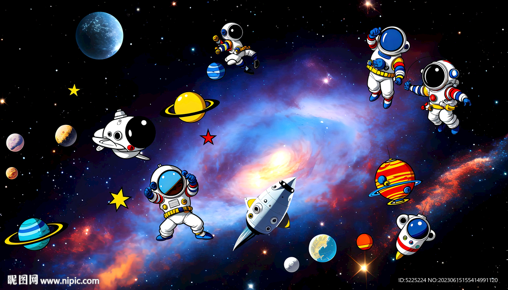 卡通星空宇航员