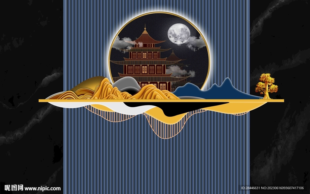 新中式背景墙 