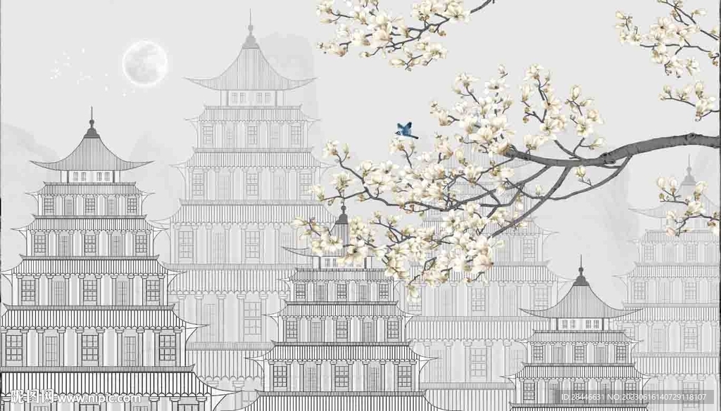 新中式背景墙  
