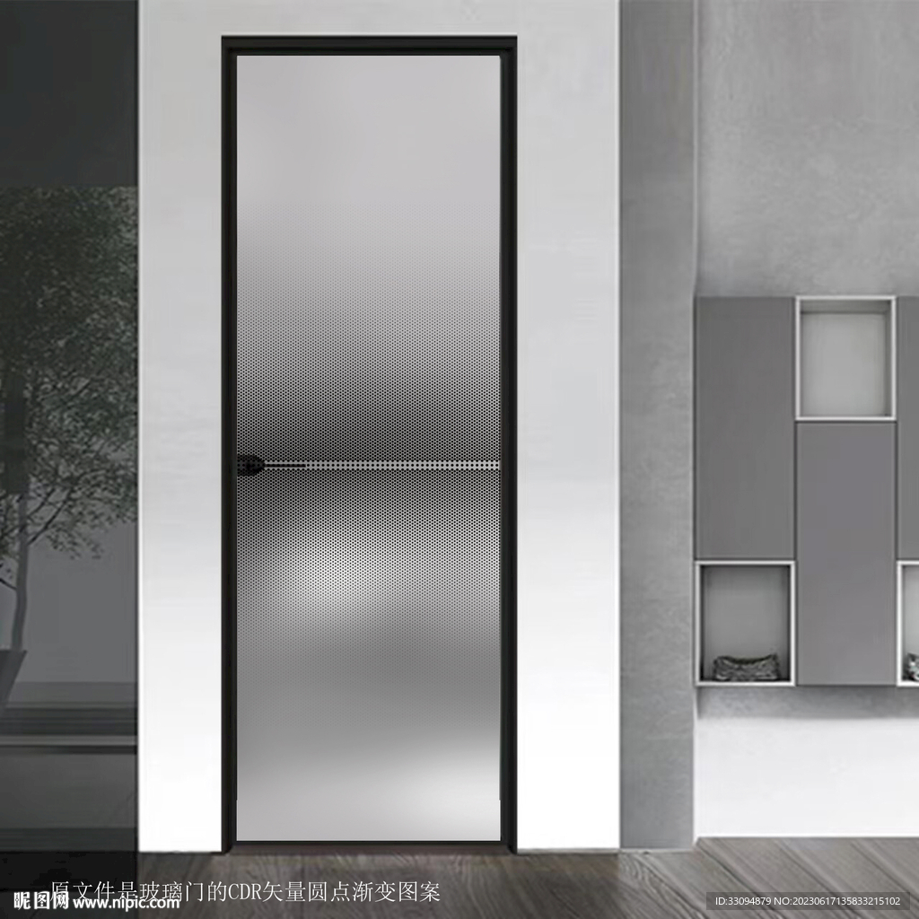 矢量玻璃门渐变圆点图案打印图
