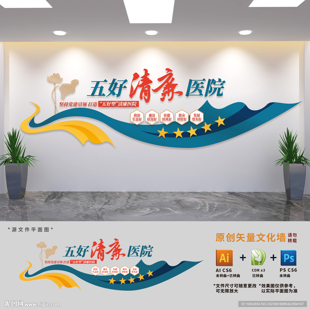 五好清廉医院党建文化墙
