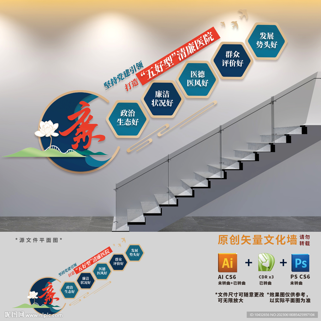 清廉医院建设楼梯文化墙