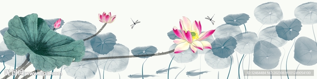 中式禅意莲花图