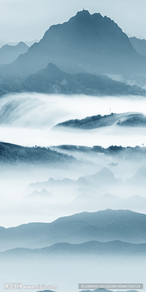 蓝色 高清简意玄关 Tif分层