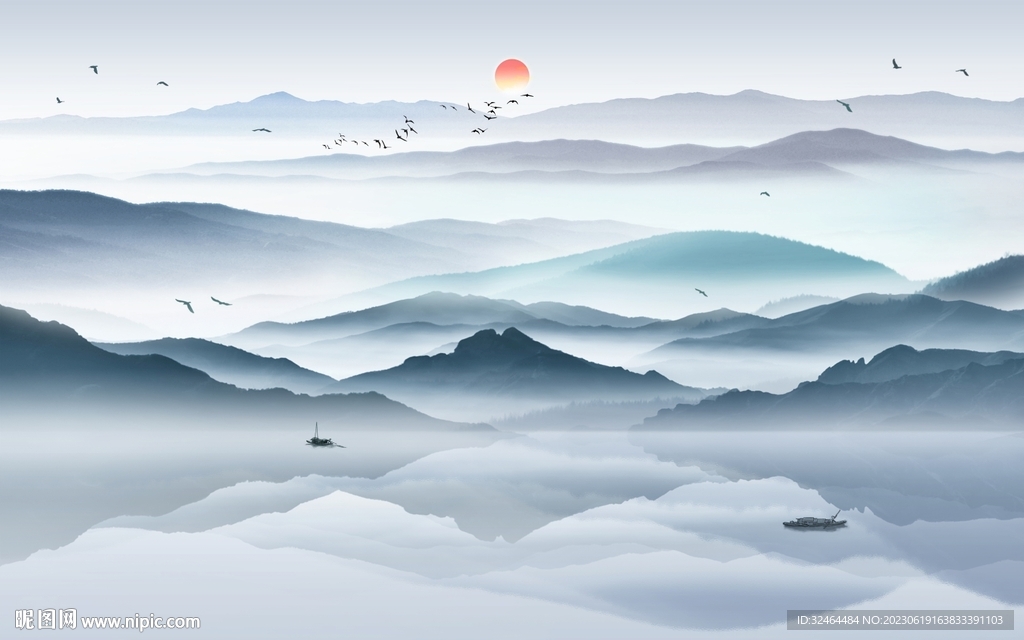 中式意境山水画