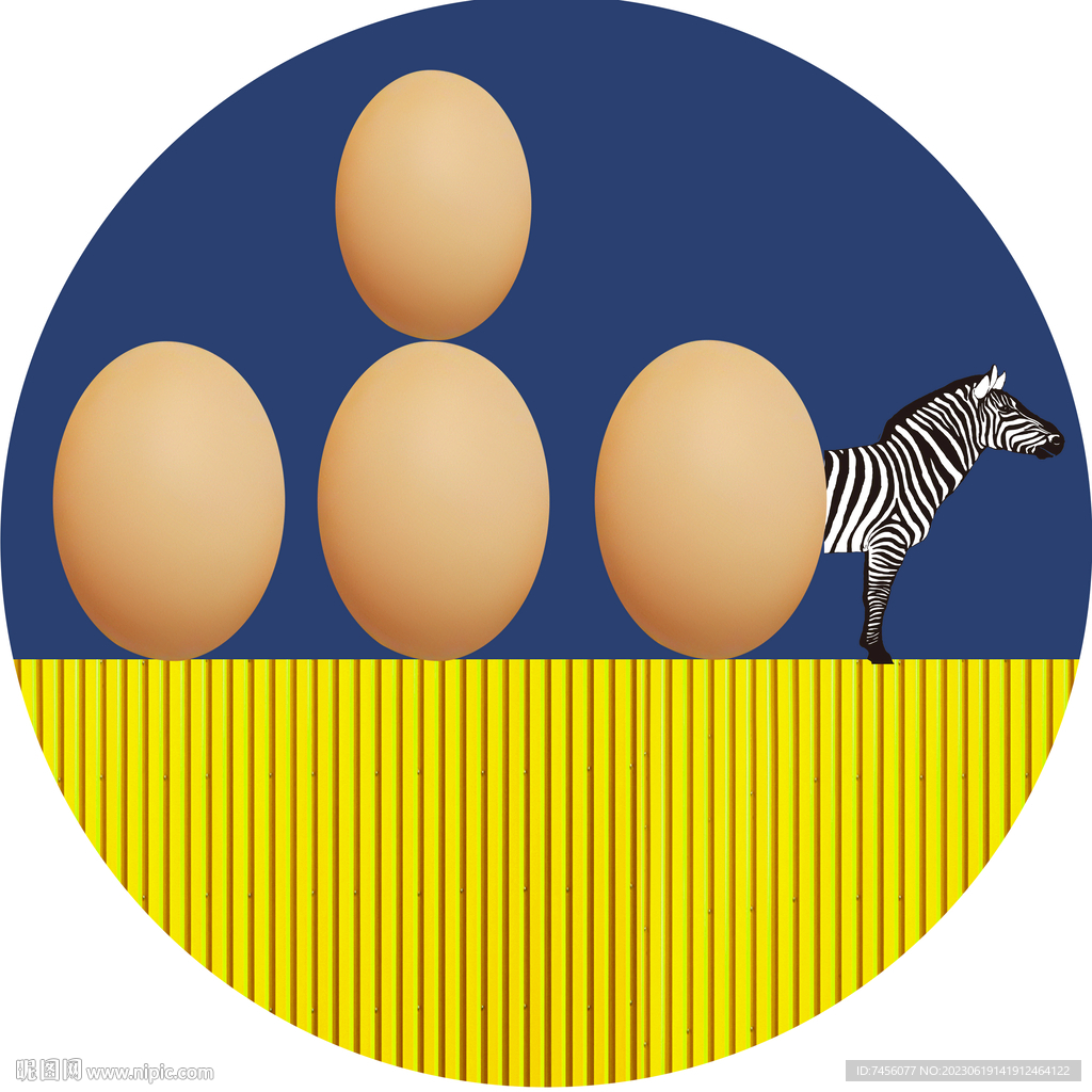 鸡蛋斑马简约圆形挂画装饰画