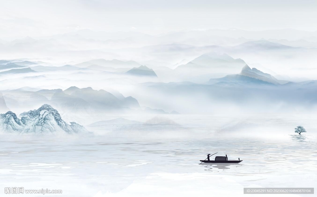 简约山水背景墙