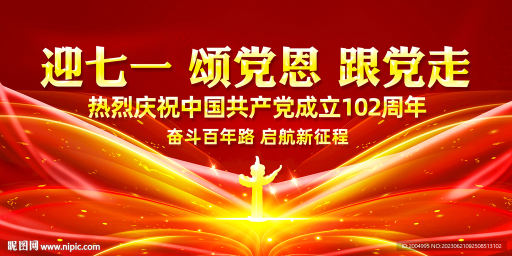 建党102周年红色大气党建展板