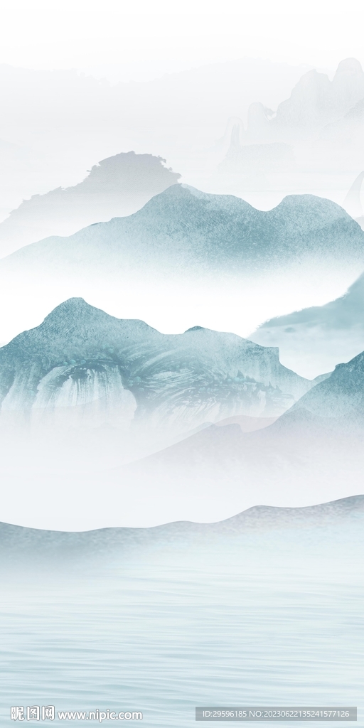高端 轻奢简意山水 tif分层