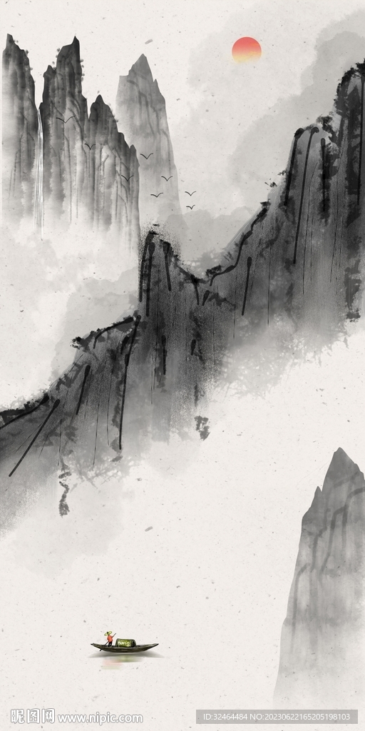 新中式水墨山水画