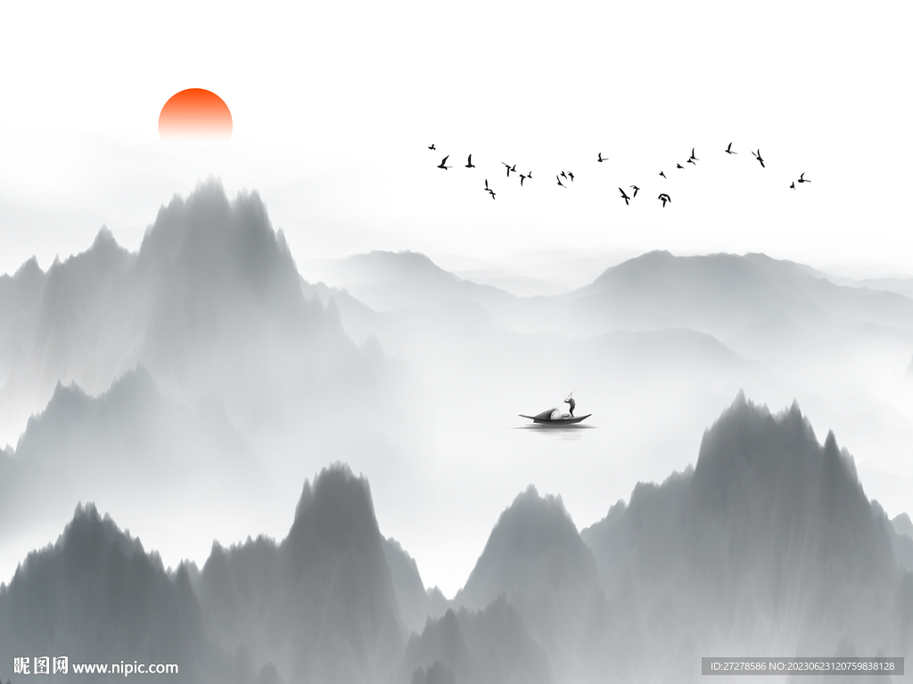 中式山水底纹
