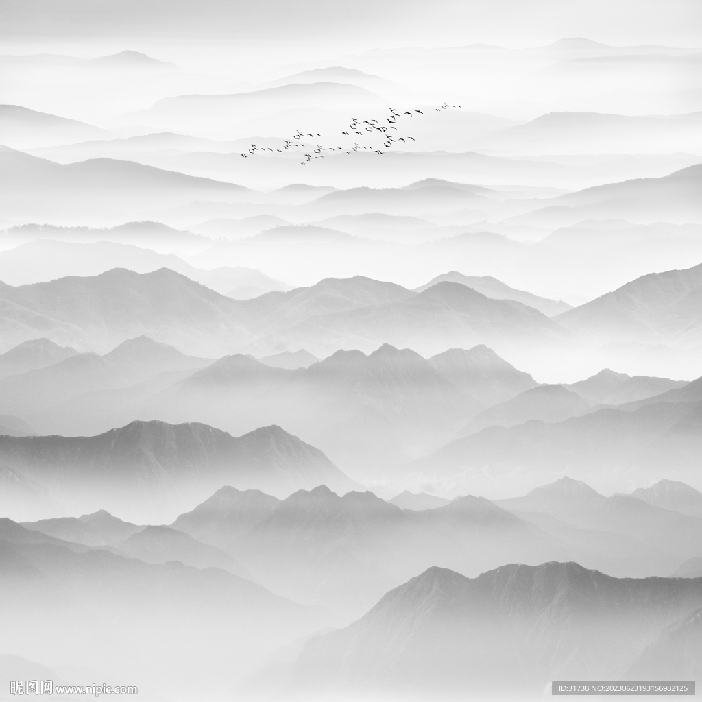 新中式山水画背景墙