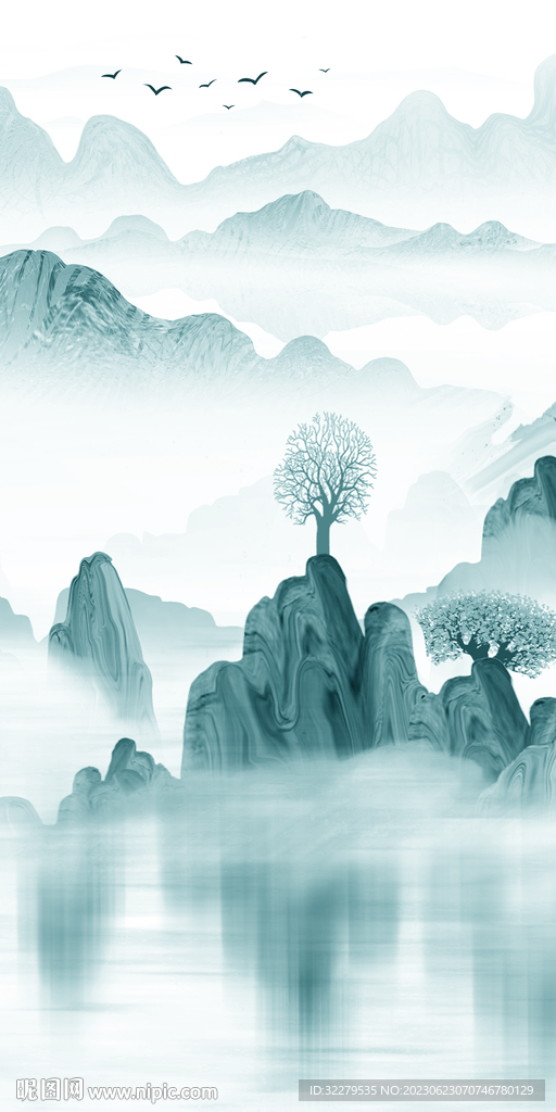 蓝色 中式新款玄关 TIF分层