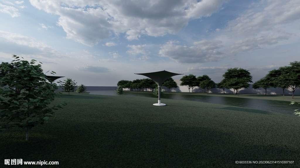 滨河滨水景观公园广场渲染效果图