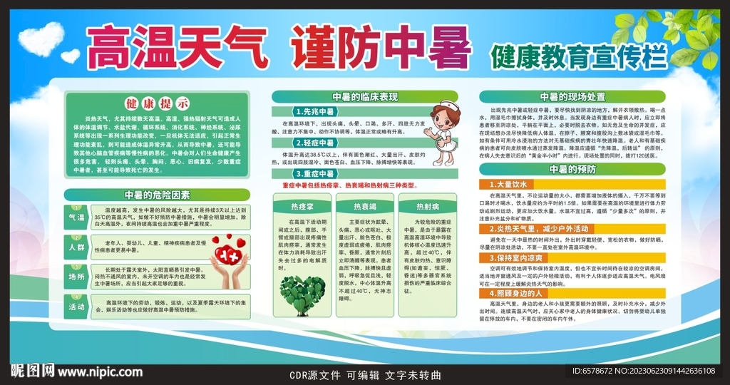 高温天气谨防中暑宣传栏