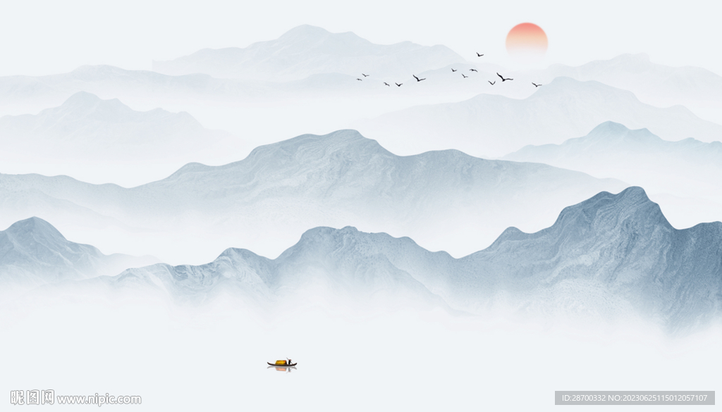 新中式水墨山水画