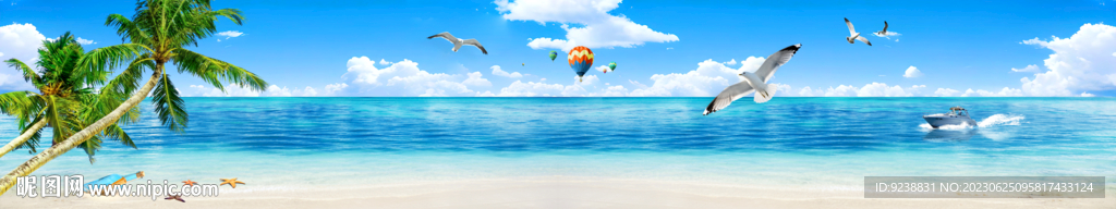 蓝天白云大海沙滩