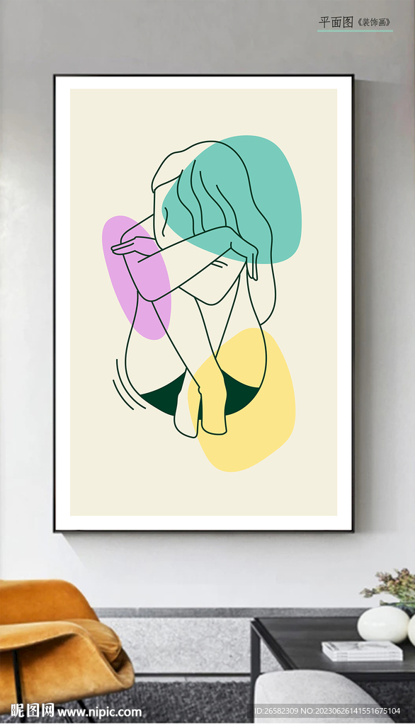 线条艺术女郎装饰画