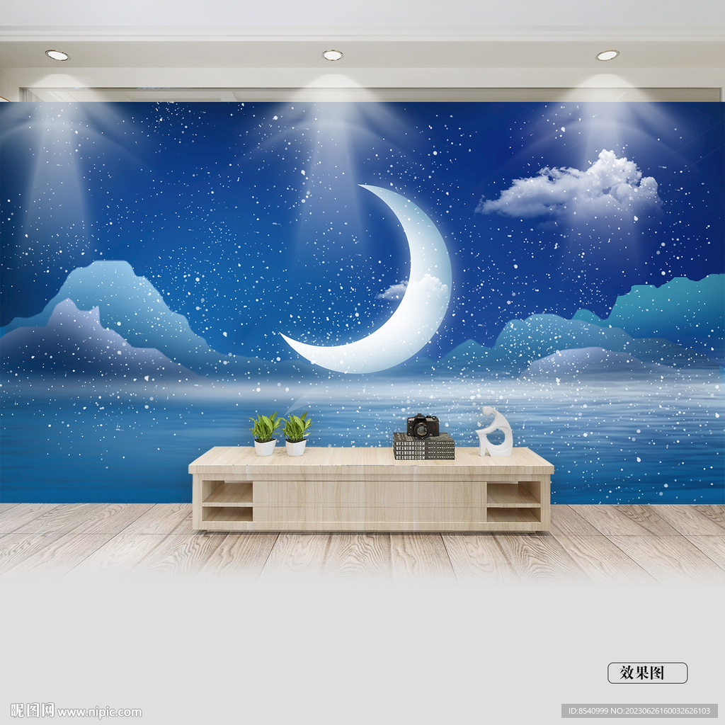 风雪月夜背景墙