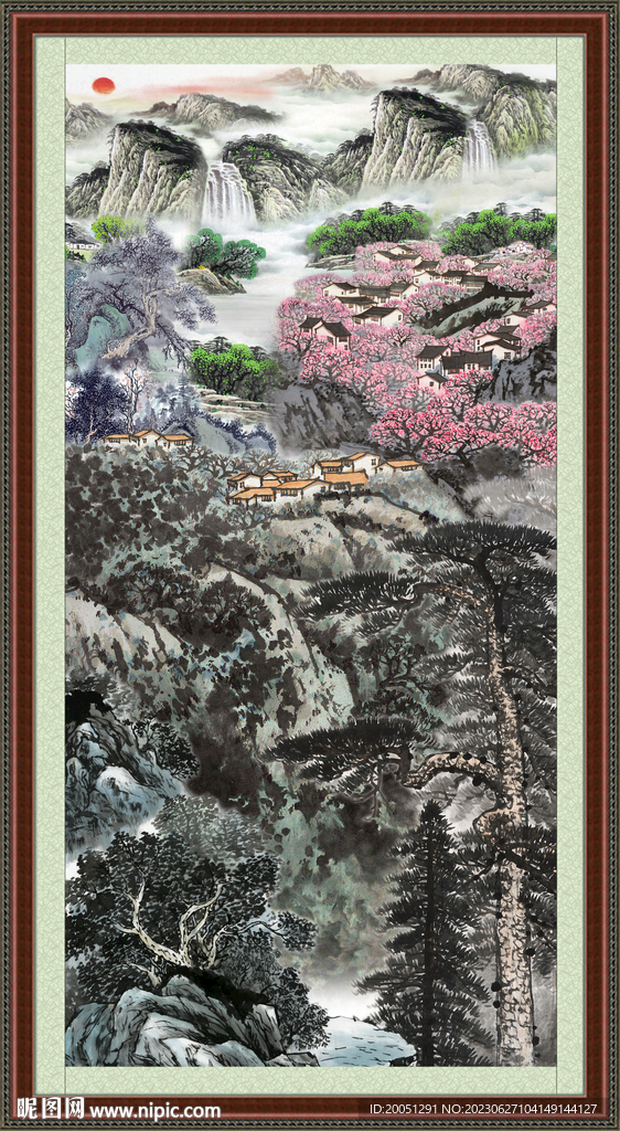 竖式山水画 