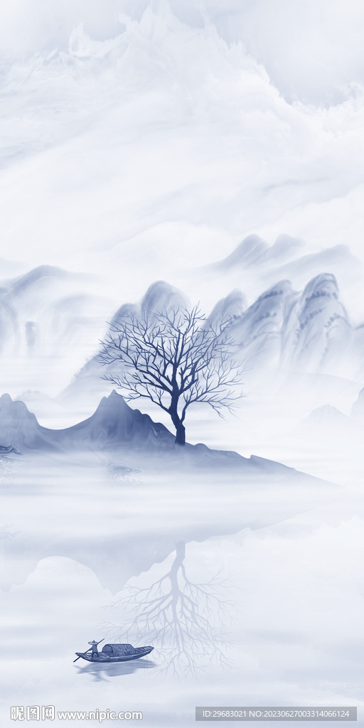 高雅 山水清晰玄关 Tif分层