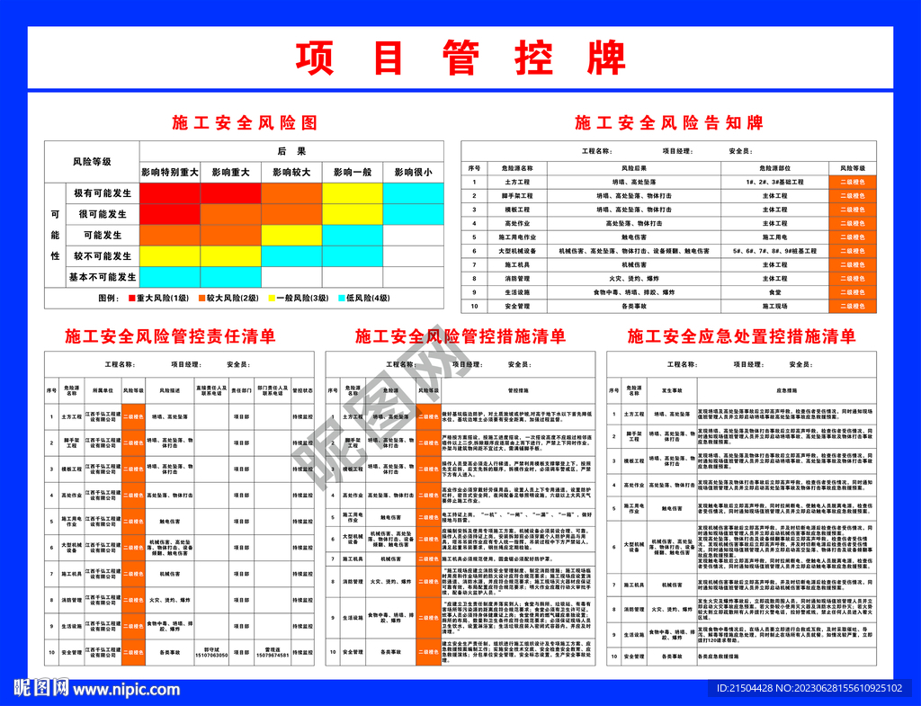 项目管控牌