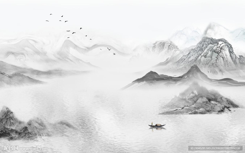 简约山水电视背景墙