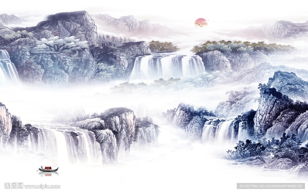 简约 山水新背景墙 TIf分层