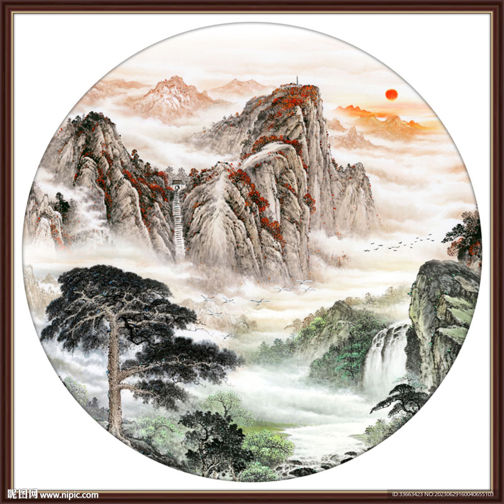迎客松国画