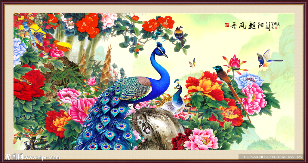 孔雀牡丹图